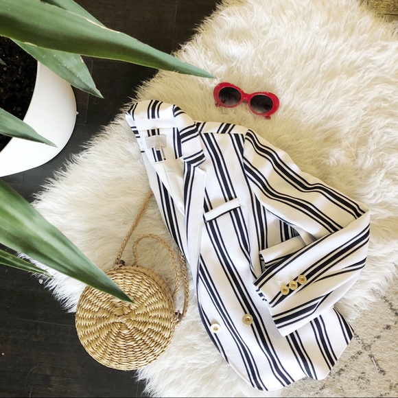 1. State Jackets & Blazers - Striped Nautical Cropped Blazer